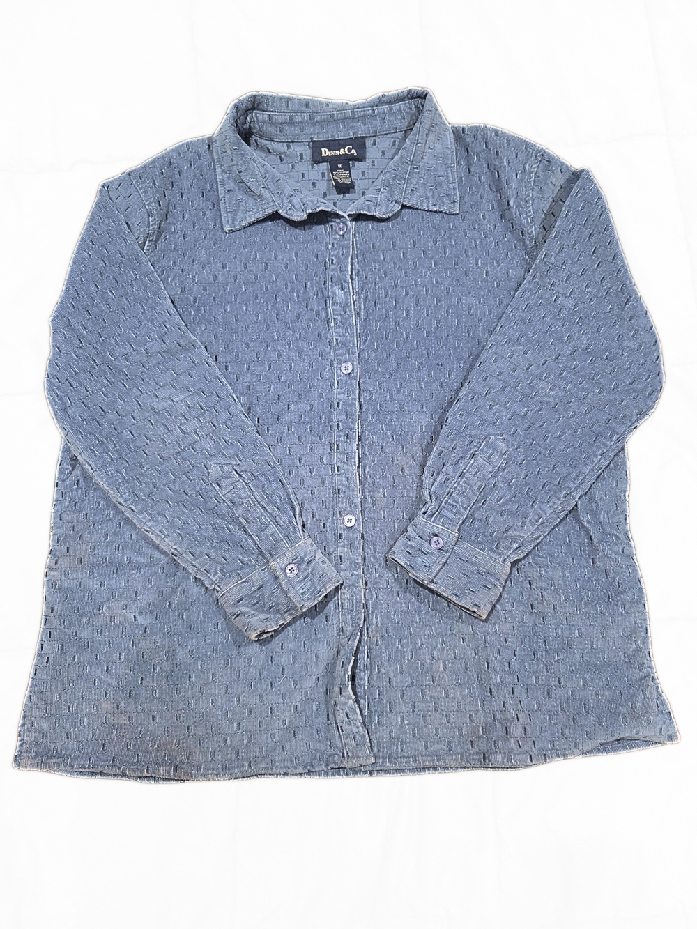 Denim&Co Blue Textured Button-Down Shirt